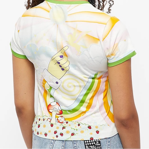NWT House of Sunny Cropped Tee Mushroom Peace Unicorn Submarine Stars Bubble Sun - Picture 3 of 9